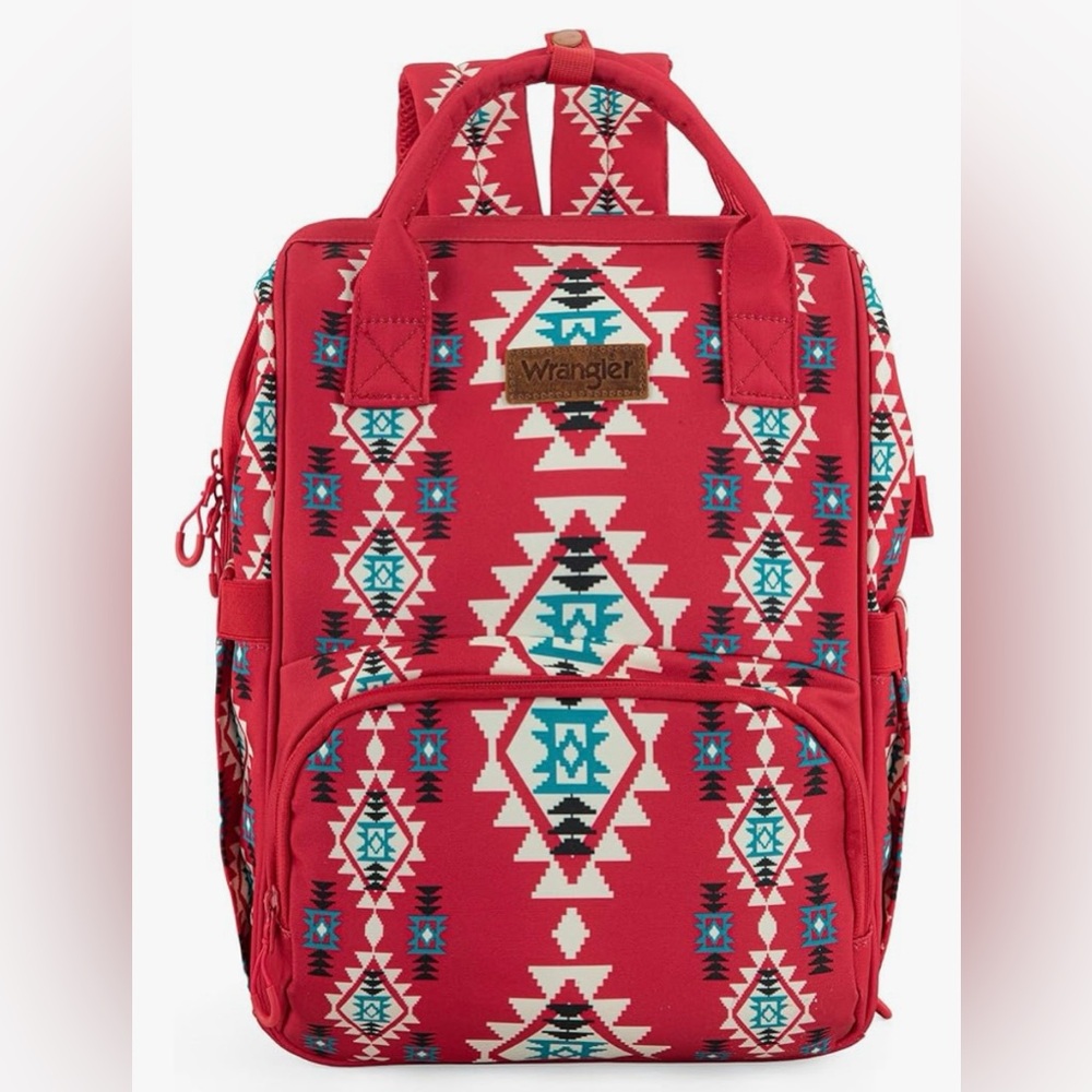 Wrangler Red and Blue Geometric Women's Backpack *Not included in any sales*